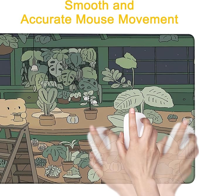 Desk Mat Kawaii Anime Desk Pad for Keyboard and Mouse, Large Mousepad with Stitched Edges for Work Game Office, 31.5 x 11.8 in