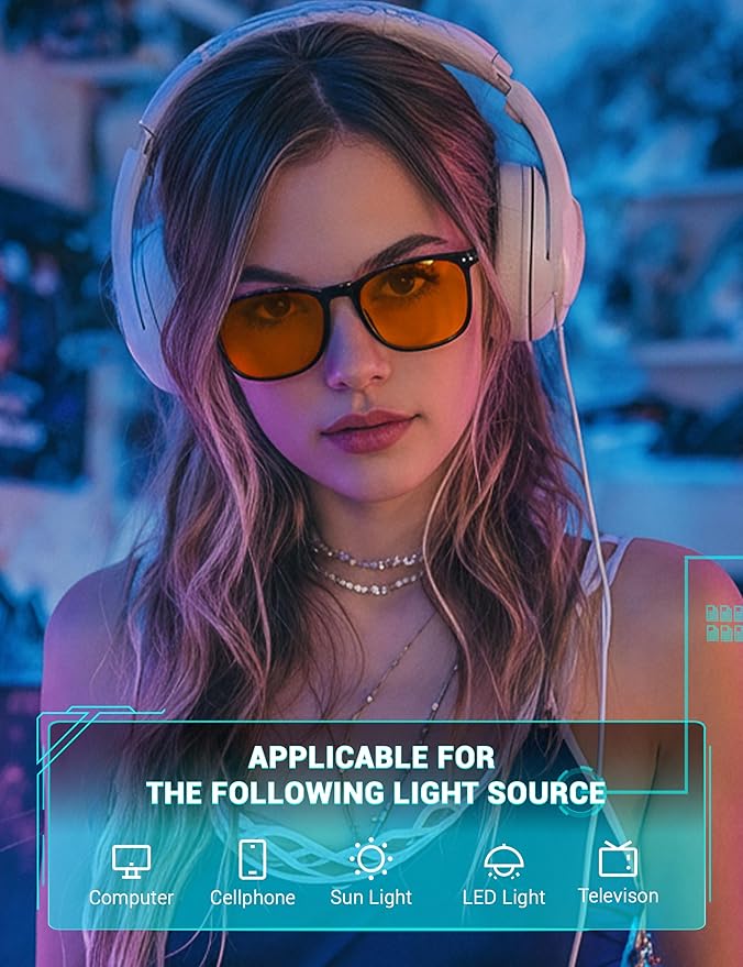 TIJN Sleep Glasses Blue Light Blocking Square Eyeglasses Dual AR Coatings for Computer Gaming Screen Fatigue & UV Protection
