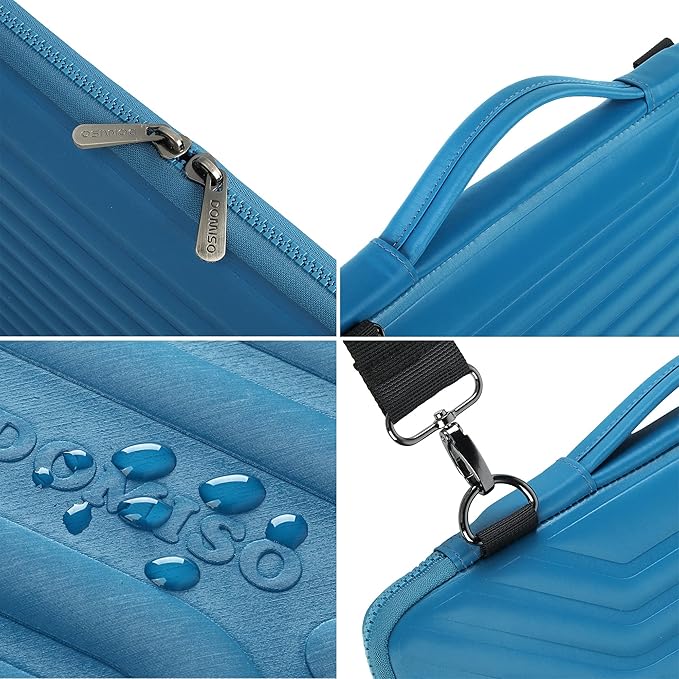DOMISO 15.6 Inch Shockproof Waterproof Laptop Sleeve with Strap Lightweight Soft EVA Tablet Case for 15.6" Laptops/Apple/Lenovo IdeaPad/Acer Aspire E15 / HP Envy 15 / Dell, Blue