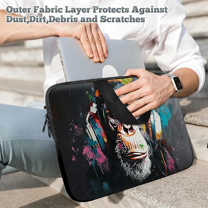 Laptop Sleeve Case Bag 13 inch, Music Monkey Slim Carrying Case Durable Handbag Travel Laptop Bag for 13 inch MacBook Air M3/M2/Pro M2/ 13" iPad Pro/Air M4/M2 2024
