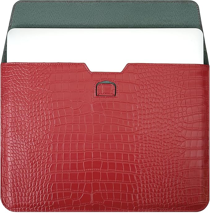 MOSISO Laptop Case 13 inch, 13 inch Laptop Sleeve Compatible with MacBook Neo 13 A18 Pro A3404 Air M4 M3 M2 M1 2026-2018 / Pro M2 M1 2026-2016, Crocodile Grain PU Leather Flap Case Bag, Red