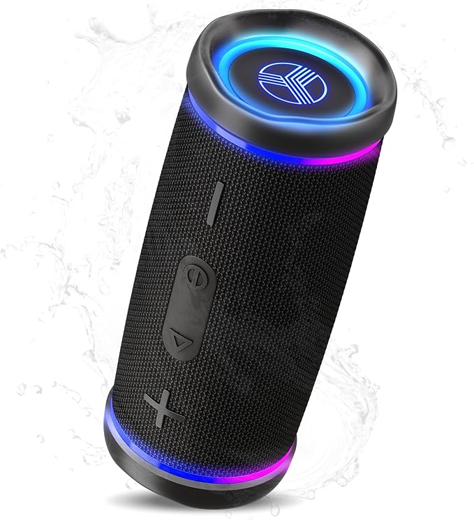TREBLAB HD77 – Waterproof Bluetooth Speaker, 25W Loud 360° Sound, Deep Bass, IPX7, TWS Pairing, RGB Lights, 20H Battery, Portable Wireless Speaker for Outdoor, Beach, Camping, Party, Travel