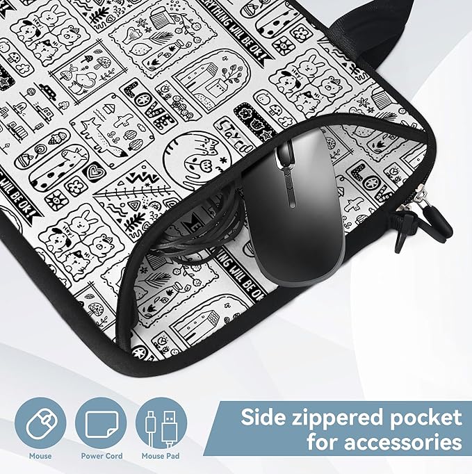 RICHEN 10 inch Messenger Bag Carrying Case with Handle Accessory Pocket Fits 7 to 10-Inch Laptops/Notebook/Kids Tablet (7-10.2 inch, Animal Cartoon)