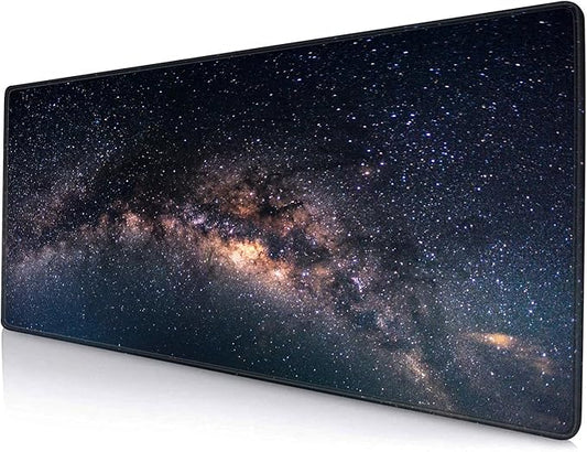 Large Gaming Mouse Pad with Stitched Edges, Galaxy Desk Mat, Extended XL Keyboard Pad, Non-Slip Rubber Base Desk Pad for Keyboard and Mouse, 31.5X11.8 inch