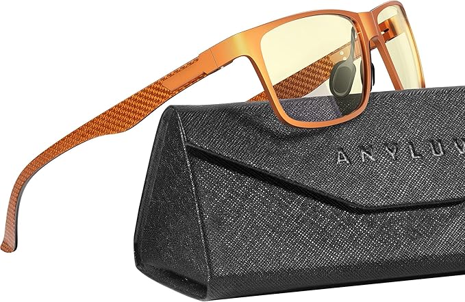ANYLUV Carbon Fiber Reading Glasses for Men Women, Blue Light Blocking Computer Readers, Anti Glare Spring Hinge