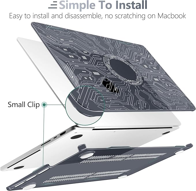 Batianda Case for New MacBook Pro 14 Inch M5 (2025 2026) & 2024 2023 Release [Model A3434 / A3112] - Ultra Slim 1.2mm Glossy Hard Shell Protective Skin Keyboard Cover 4-in-1 Bundle, Circuit Board