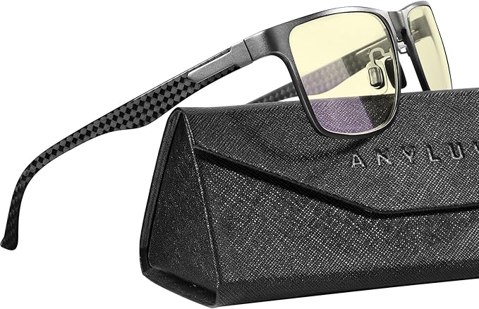 ANYLUV Carbon Fiber Reading Glasses for Men Women, Blue Light Blocking Computer Readers, Anti Glare Spring Hinge