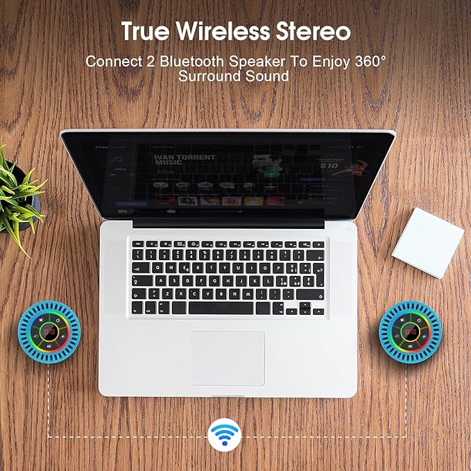 Bluetooth Speaker, Shower Speaker IPX7 Waterproof, Speakers Bluetooth Wireless with Rich Bass, Portable Speaker with LED Light, Suction Cup,8H Playtime, for Bathroom Party Beach, Ideal Gifts, Blue
