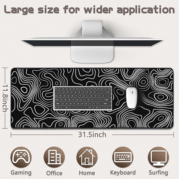 Mouse Pad Gaming - Desk Mat for Keyboard and Mouse - Large Mouse Pad for Desk, World Map Mousepad (31.5 x 11.8inch) with Non-Slip Base, Desks Pad Mat for Gaming, Office and Home