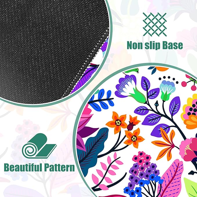 Colorful Flowers Desk Matt for Desktop, Mouse Pad Mat, Desk Mat for Keyboard and Mouse, XXL Large Mouse Pad for Desk, Anti-Slip Big Mousepad with Stitched Edges, Mouse Mat for Computer Laptop Women