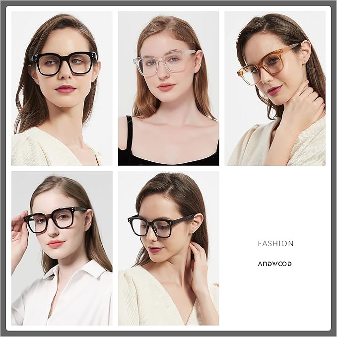 ANDWOOD Blue Light Blocking Glasses Women Computer Screen Oversized Bluelight Blocker for Big Heads Anti Eye Strain
