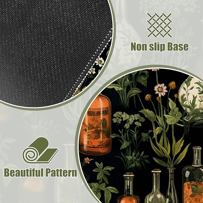 Mystical Green Plants Desk Matt for Desktop, DeskMat Pad, Desk Mat for Keyboard and Mouse, Large Mouse Pad for Desktop, Anti-Slip Stitched Edges Big Mousepad, Mouse Mat for Computer, Botanical Pattern