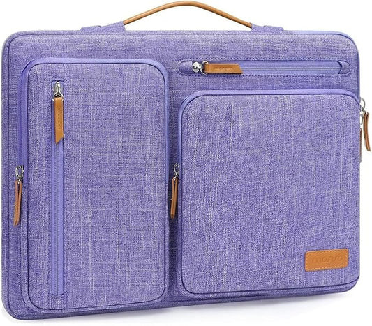 MOSISO 360 Protective Laptop Case 15 inch, 15 inch Laptop Sleeve Compatible with MacBook Air M4 M3 M2 2025 2024 2023, Dell XPS Plus, Side Open Carrying Case with 4 Zipper Pockets&Handle, Purple