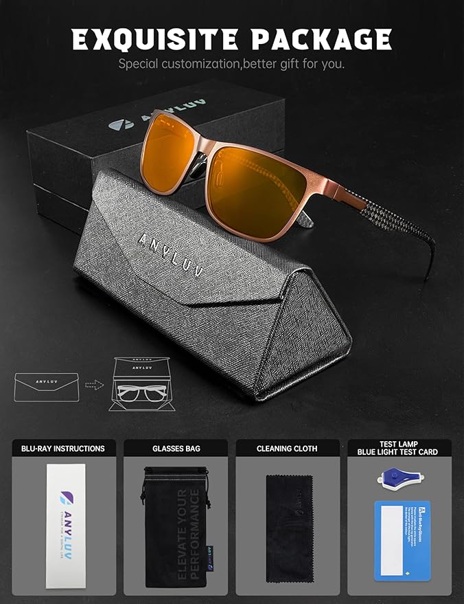 ANYLUV Carbon Fiber Reading Glasses for Men Women, Blue Light Blocking Computer Readers, Anti Glare Spring Hinge