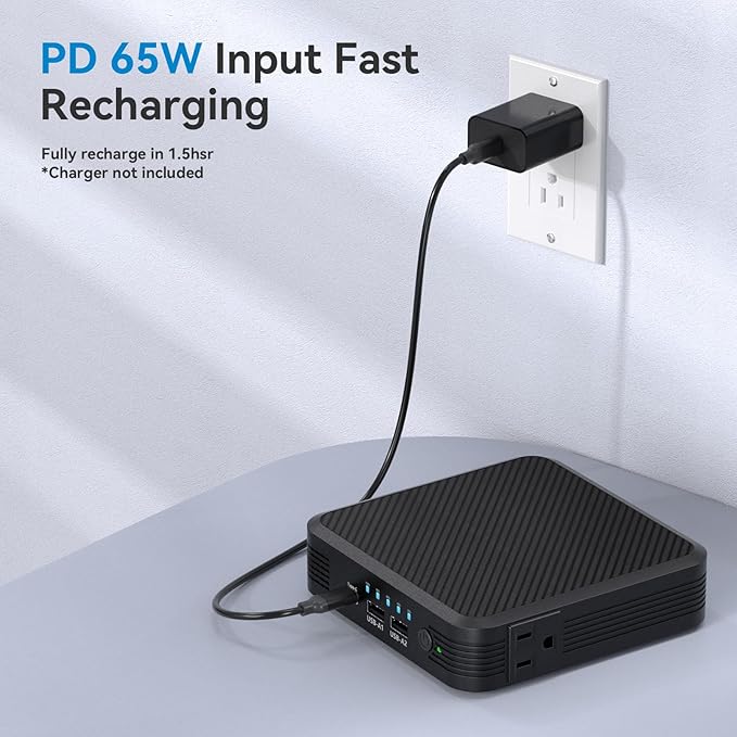 Portable Laptop Power Bank 100W AC Outlet, 72Wh/20000mAh with 65W PD USB C Portable Laptop Charger, External Battery Pack for MacBook, Notebooks, Laptops