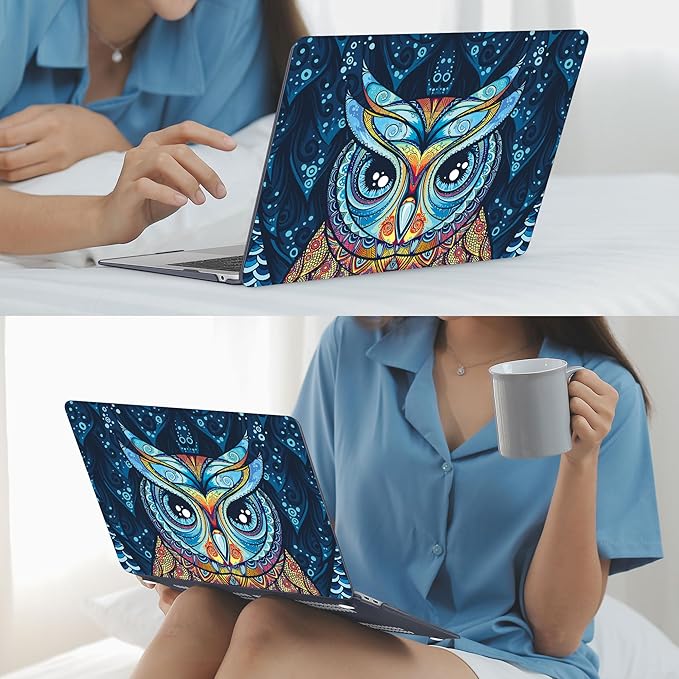 Mektron for MacBook 13 inch Air Case A2337 M1 2020 2019 2018 Release, Ultra Thin Plastic Hard Shell Cover for MacBook Air 13 inch A2179 A1932, Cute Owl