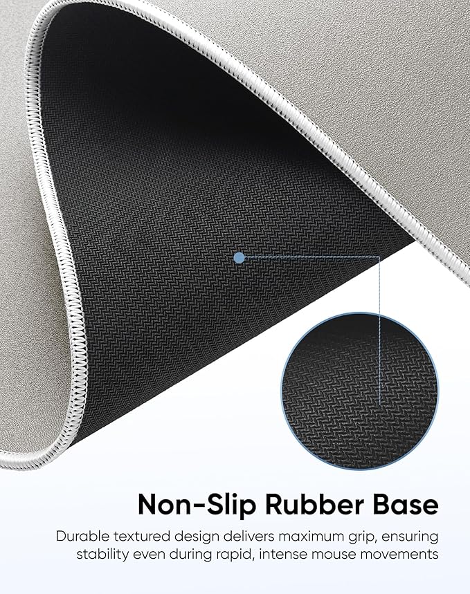 Waterproof Large Gaming Mouse Pad with Durable Stitched Edges, Non-Slip Rubber Base, Grainy Jacquard Mouse Mat Desk Pad for Home Office Gaming, 31.5''x11.8''x0.12'', Matte Beige