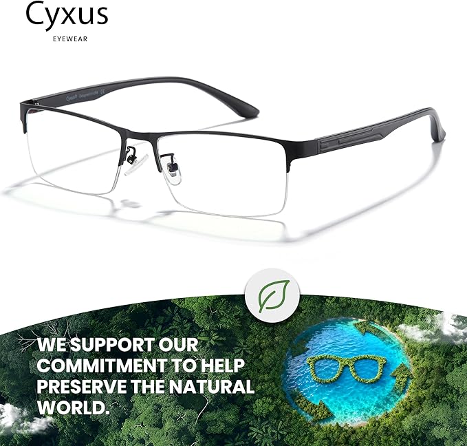 Cyxus Blue Light Blocking Glasses for Men Woman Semi Rim Computer Gaming Office Study Eyeglasses with UV Protection 8001