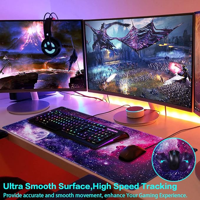 Canjoy Gaming Mouse Pad, Large Extended Mouse Pad Big Computer Mousepad for Home Office Gaming Work 31.5x15.7inch