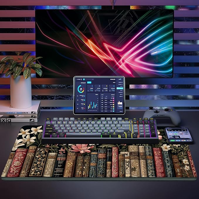 Mouse Pad, Large Anti-Slip with Stitched Edges Desk Mat Desktop Laptop Computer Desk Keyboard Mat,Table Protector Blotter Mat (Book, 35.4" x 15.7")