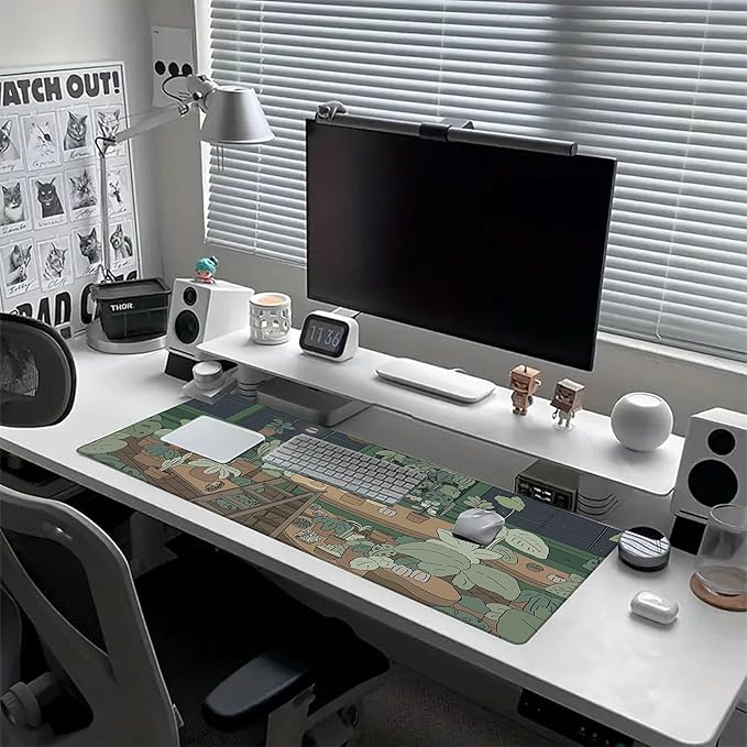 Desk Mat Kawaii Anime Desk Pad for Keyboard and Mouse, Large Mousepad with Stitched Edges for Work Game Office, 31.5 x 11.8 in