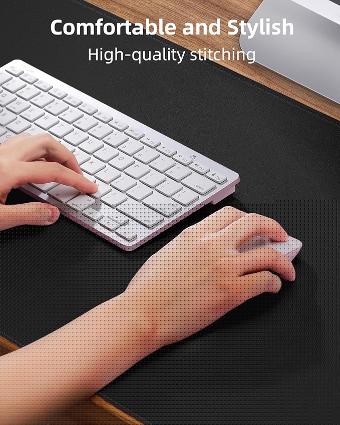 Leather Desk Pad Protector - 48" x 17" Non-Slip PU Leather Large Mouse Pad, Waterproof Desk Blotter Mat for Office and Home (Black)
