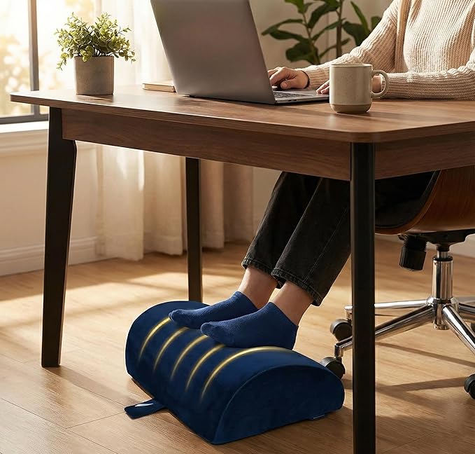 Friends of meditation Foot Rest for Office Chair | Foot Stool for Sofa | Ergonomic Foot Rest Under Table/Desk | Leg Resting Stool | Removable Cover | Blue