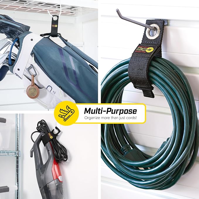 Heavy-Duty Wrap-It Storage Straps, 10-inch (6 Pack) - Hook and Loop Extension Cord Organizer Hanger, Cord Keeper, Cable Straps for Cords, Hoses, and Garage Storage - Image 4