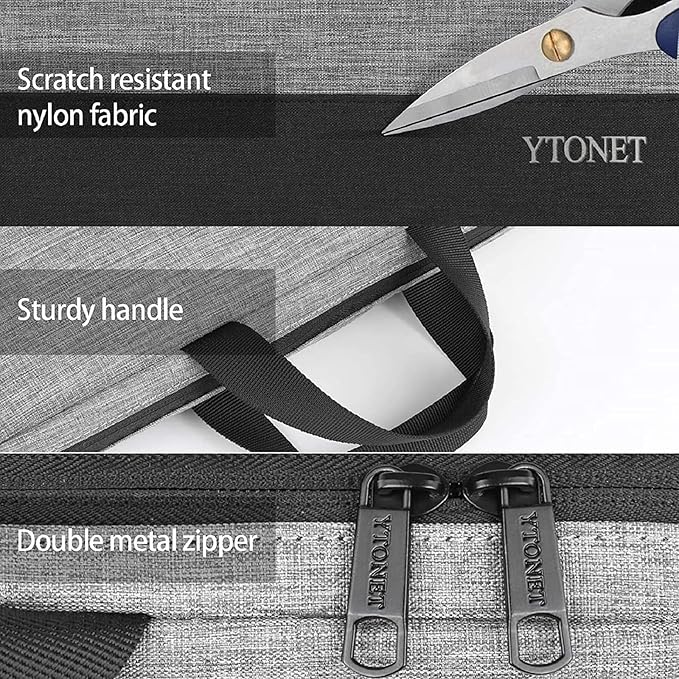 Ytonet Laptop Case, 15.6 inch TSA Laptop Sleeve Computer Bag Water Resistant Computer Case Carrying Cover Compatible for Lenovo, HP, Dell, Asus Notebook, Gifts for Men Women, Grey