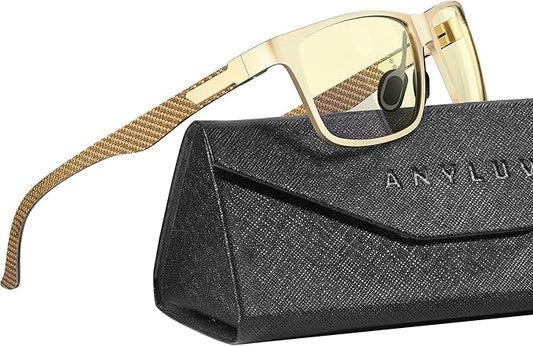 ANYLUV Carbon Fiber Reading Glasses for Men Women, Blue Light Blocking Computer Readers, Anti Glare Spring Hinge