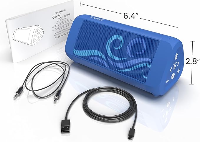 OontZ Angle 3 Ultra - Portable Bluetooth Speaker, 14 Watts, Bigger Bass, Hi-Quality Sound, 100 Ft Wireless Range, IPX7 Waterproof, Outdoor, Great Gift (SUP Edition, Blue)