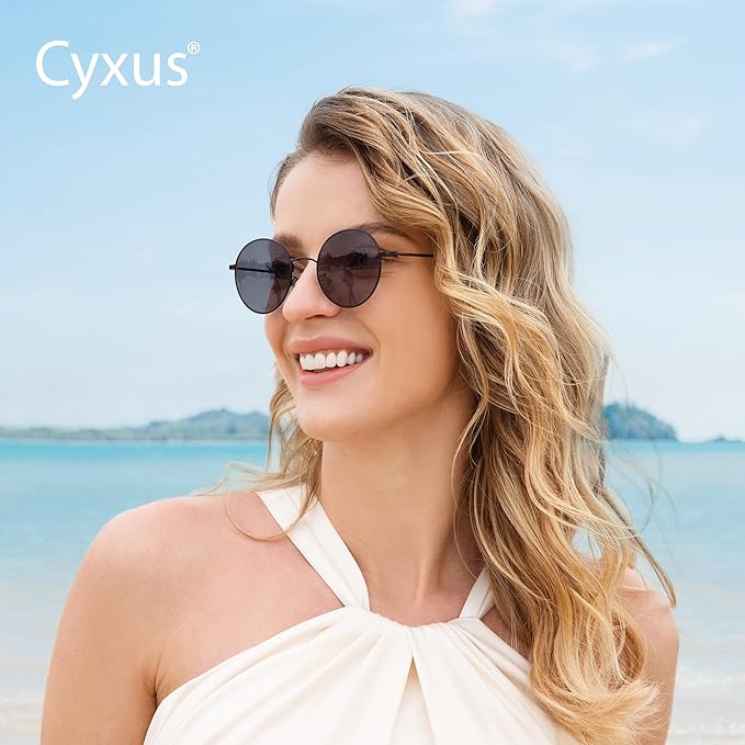 Cyxus Blue Light Glasses for Men and Women, Round Metal Frame Computer Eyeglasses for Office, Gaming, Reading 8090