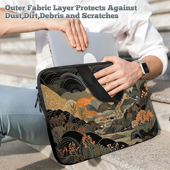 Universal Laptop Sleeve Tablet Case 12 inch, Japanese Abstract Art Slim Carrying Case Durable Handbag Travel Laptop Bag for Surface Pro 9 8 7/Laptop Go 2 3, MacBook Air 11/12