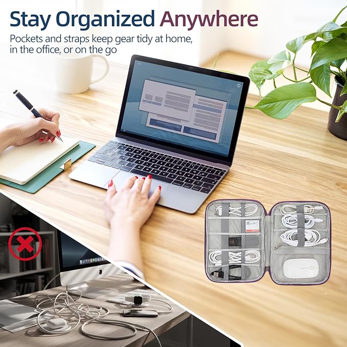 Electronics Organizer Travel Case,Travel Cable Organizer Pouch - Portable Storage Bag for Cord, Charger, Phone, Earphone, Electronic Accessories for Travel & Daily Use