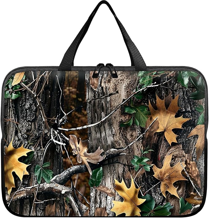 Laptop Sleeve Case Bag 13 inch, Camo Leaf Slim Carrying Case Durable Handbag Travel Laptop Bag for 13 inch MacBook Air M3/M2/Pro M2/ 13" iPad Pro/Air M4/M2 2024