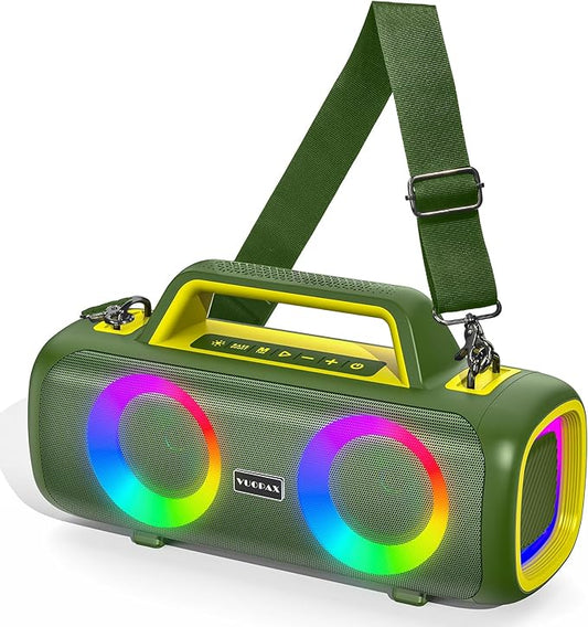 Portable Bluetooth Speaker 140W, Loud Wireless Speaker with 2 Subwoofers & Bass Boost, IP65 Waterproof Outdoor, 12000mAh Battery 24H Playtime, RGB Lights, TF/AUX/Mic Input for Home, Party, Outdoor