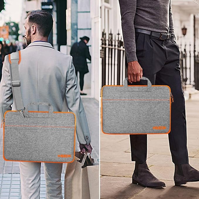 Hseok Laptop Shoulder Bag 13 13.3 14 Inch Case Compatible with MacBook Pro/Neo 14" M5/M4/M3/M2/M1,Mac Air/pro/Neo 13" and Most 13 13.3 14 Notebooks,Spill-Resistant Briefcase,Dark Gray & Orange