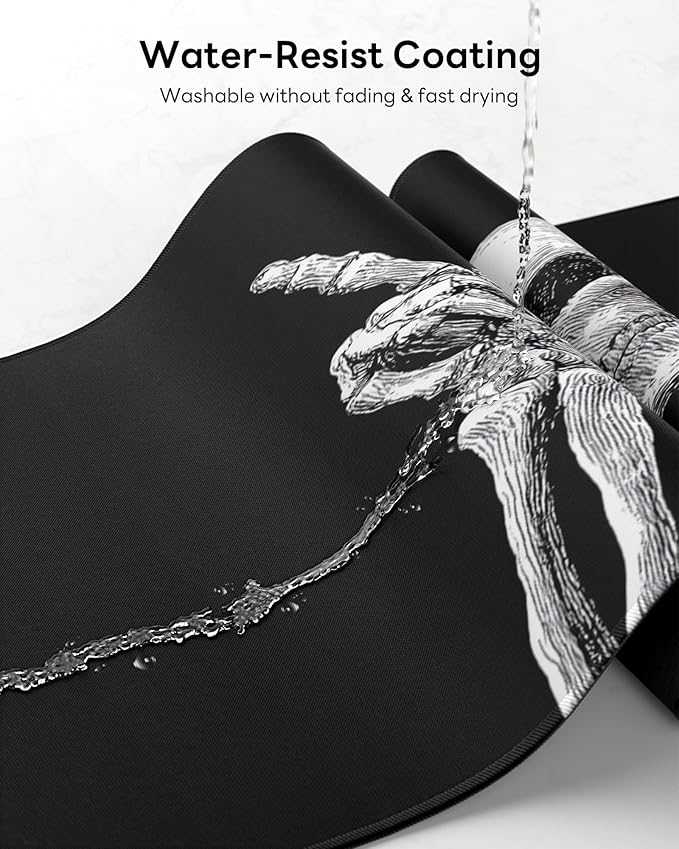 XL Gaming Mouse Pad, 31.5x15.7'' Large Desk Mat with Anti-Slip Rubber Base & Stitched Edges for Gaming, Office, Home - Fun Skull