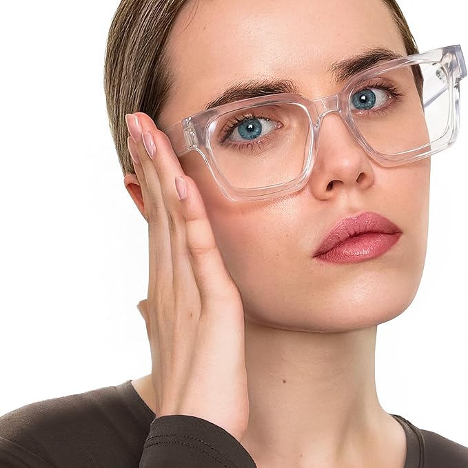 livho Oversized Eyewear Frame for Woman and Men - Rectangle Fashion Glasses for Computer, Chic Preppy Frame