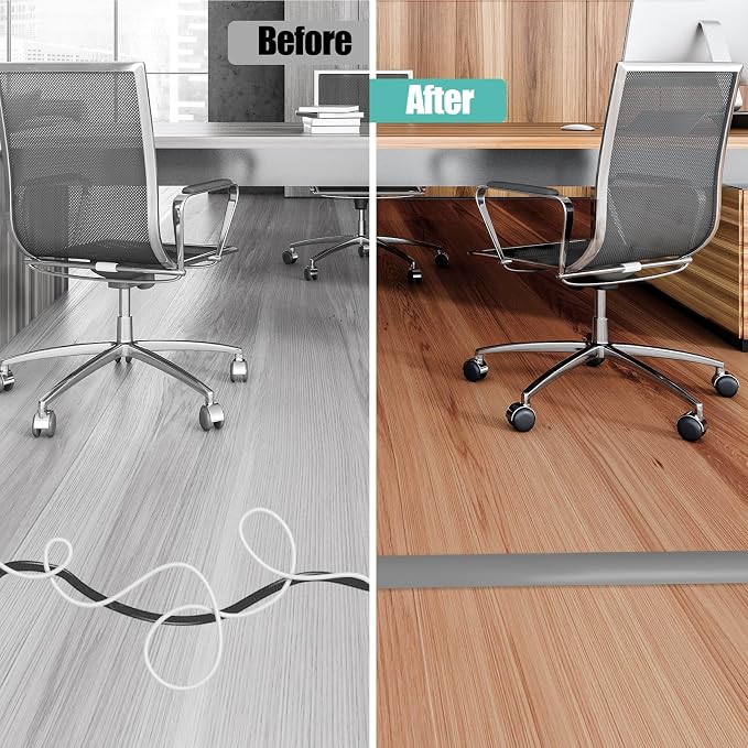 Floor Cord Cover Self Adhesive Cord Hider,3.3FT Cable Management, Extension Strip Protector for Wires, Prevent Cable Trips for Offices, Gyms, Exhibitions Cavity:0.39"(W) x 0.27"(H) Gray - Image 5