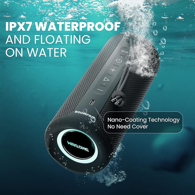 MIATONE Bluetooth Speakers 36W TWS Portable Speaker with Stereo Sound Bass, Bluetooth 5.3 Wireless USB Type C Outdoor, 5000mAh 24H Playtime IPX7 for Present, Boy Friend Gifts for him (Black)