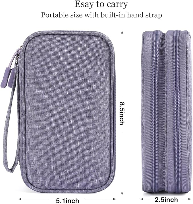 Travel Electronic Organizer Pouch Bag, Waterproof Portable Electronic Accessories Storage Multifunctional Case for USB, Cable, Cord, Charger, Phone, Power Bank, Earphone (Purple, Large)