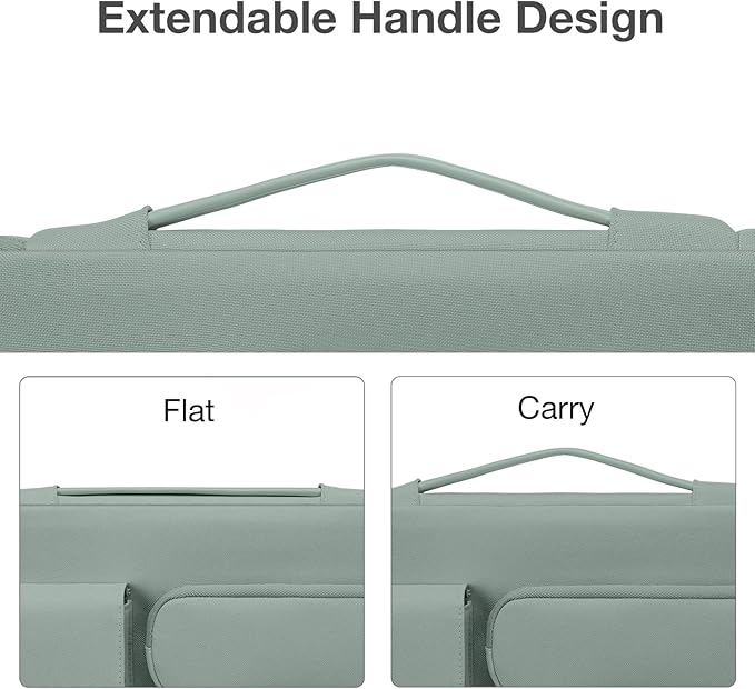 MOSISO 360 Protective Laptop Case 14 inch, Laptop Sleeve Compatible with HP Lenovo Dell ASUS Acer, HP Stream,Dell Latitude, Lenovo IdeaPad, Side Open Bag with 2 Raised&1 Flapover Pockets,Antique Green