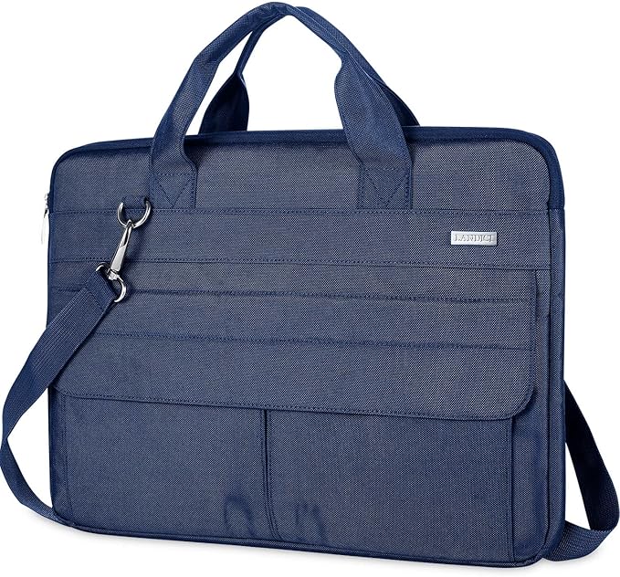 LANDICI Laptop Bag Case 17 17.3 inch, Waterproof Computer Sleeve Cover Compatible with MacBook 17, 17-18 inch HP Acer Dell Lenovo ASUS Laptop, Slim Briefcase with Shoulder Strap, Blue