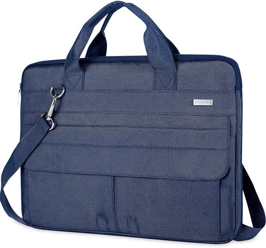 LANDICI Laptop Bag Case 17 17.3 inch, Waterproof Computer Sleeve Cover Compatible with MacBook 17, 17-18 inch HP Acer Dell Lenovo ASUS Laptop, Slim Briefcase with Shoulder Strap, Blue