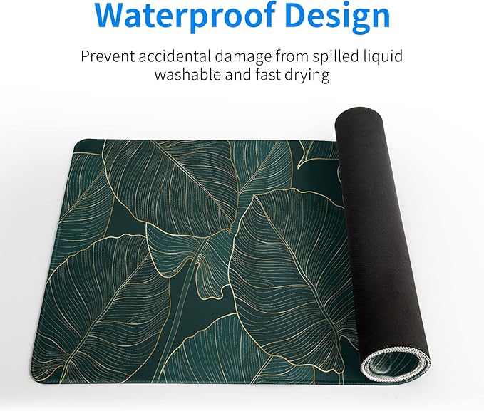 Tropical Palm Tree Extended Mouse Pad 27.6x11.8 Inch, Gaming Mouse Pads, Leaves Large Mousepad Computer Keyboard Mat Desk Pad with Non-Slip Base Waterproof with Stitched Edges for Gaming and Office