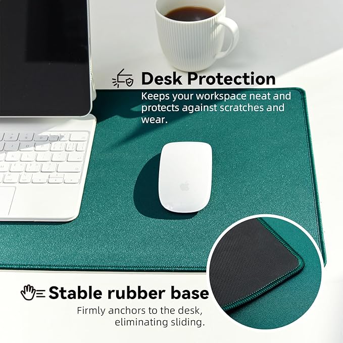 Waterproof Large Gaming Mouse Pad with Durable Stitched Edges, Non-Slip Rubber Base, Grainy Jacquard Mouse Mat Desk Pad for Home Office Gaming, 35.4''x15.7''x0.12'', Matte Green
