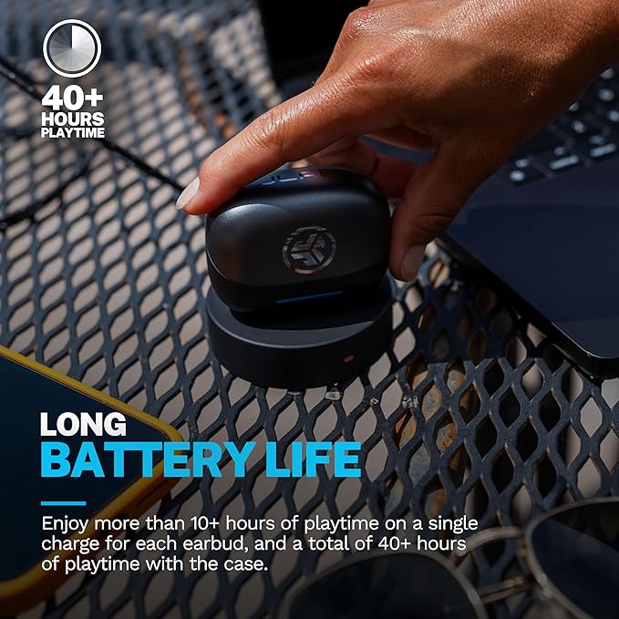 JLab Epic Pods ANC True Wireless Bluetooth Earbuds, Hybrid Dual Driver System, Knowles Balanced Armature, Adaptive Noise Canceling, 56+ Hours Playtime, Custom Sound via App, Wireless Charging, Black