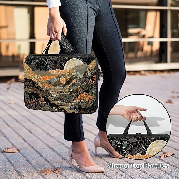 Laptop Sleeve Case Bag 15 inch, Japanese Abstract Art Slim Carrying Case Durable Handbag Travel Laptop Bag for 15 inch MacBook Air M3/M2/15 Pro/Surface Laptop 7/6/5/4/3/ Dell XPS 15 Plus