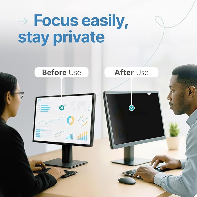 VINTEZ 25 Inch 16:9 Privacy Screen for Computer Monitor and Laptop - Anti Glare Protector Film Blue Light Filter Eye Protection - Computer Screen Privacy Shield, [1 Pack]